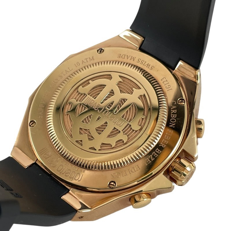 【roberto cavalli】ロベルトカヴァリ 1G123 腕時計 SS/ラバー メンズ by FRANCK MULLER クロノグラフ カーボンベゼル