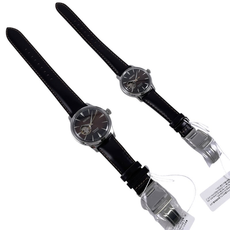 【新品未使用品】【SEIKO】セイコー プレザージュ ペアウォッチ SARY157 SRRY037 腕時計 SS/レザー メンズ 自動巻き カクテルシリーズ 未使用品 レディース Stinger