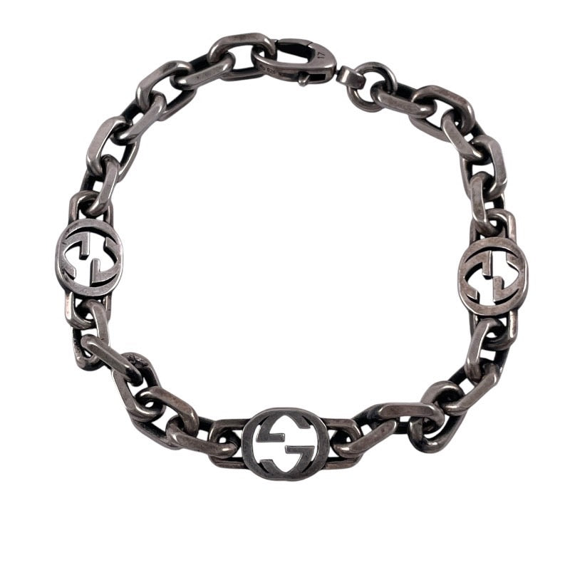 【GUCCI】グッチ インターロッキングG 620798 ブレスレット シルバー925 メンズ サイズ17