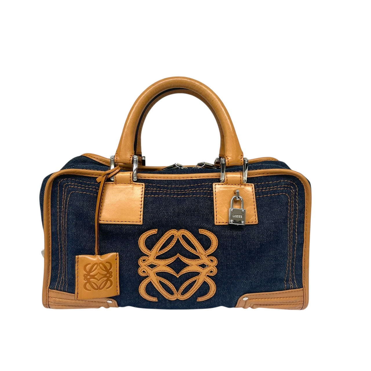 【LOEWE】ロエベ アマソナ28 ハンドバッグ レザー レディース デニム インディゴブルー