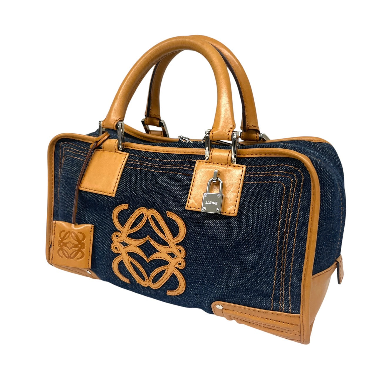【LOEWE】ロエベ アマソナ28 ハンドバッグ レザー レディース デニム インディゴブルー