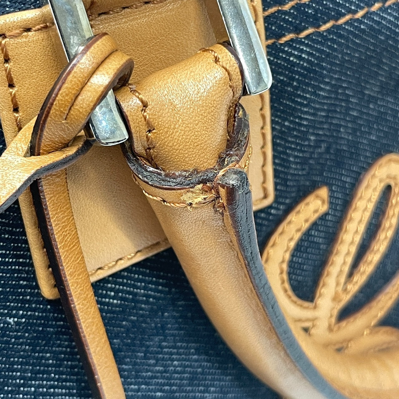 【LOEWE】ロエベ アマソナ28 ハンドバッグ レザー レディース デニム インディゴブルー