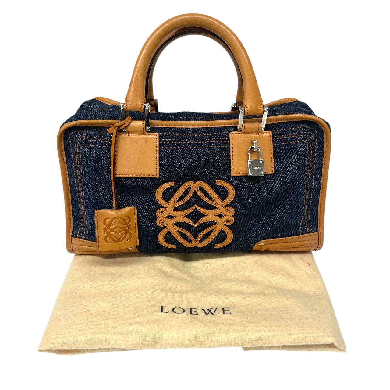 【LOEWE】ロエベ アマソナ28 ハンドバッグ レザー レディース デニム インディゴブルー
