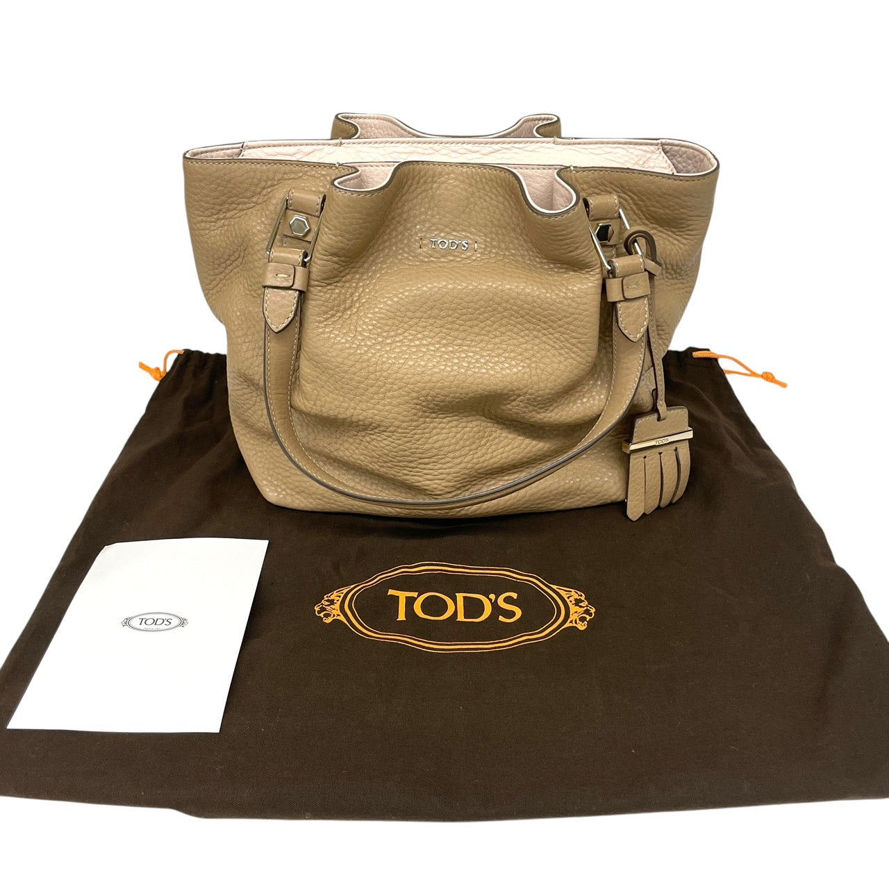 【TOD’S】トッズ フラワー トートバッグ レザー レディース ベージュ ハンド