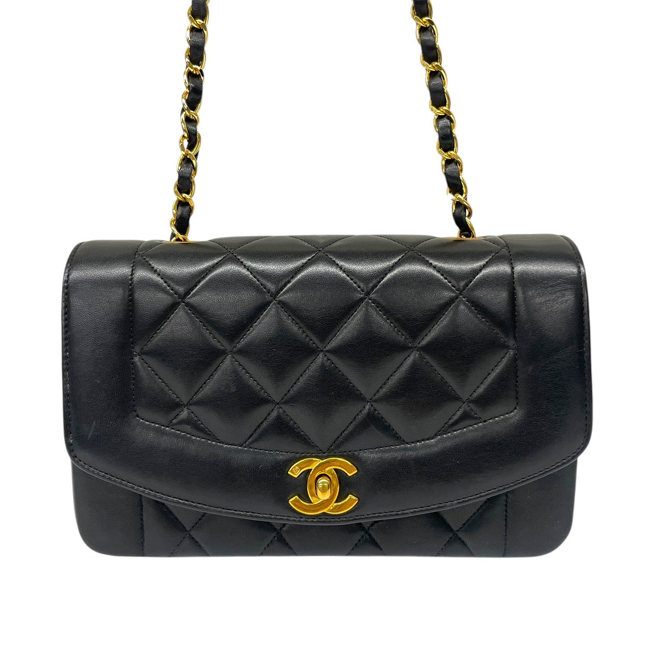 【CHANEL】シャネル ダイアナ22 A01164 ショルダーバッグ ラムスキン レディース 3番台 チェーン マトラッセ 黒 ブラック