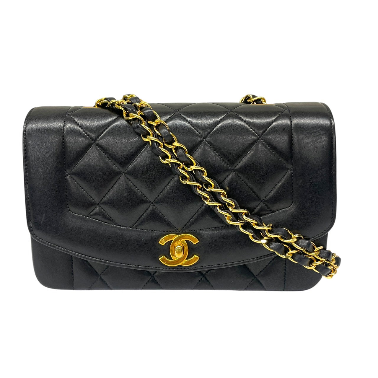 【CHANEL】シャネル ダイアナ22 A01164 ショルダーバッグ ラムスキン レディース 3番台 チェーン マトラッセ 黒 ブラック