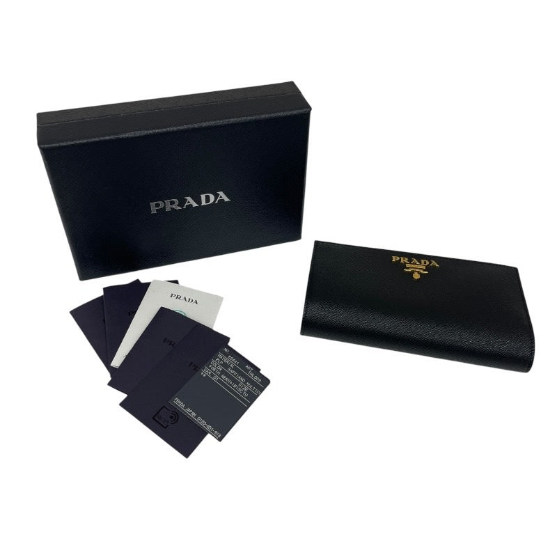 【PRADA】プラダ サフィアーノ マルチカラー 黒 ブラック 現行モデル 1ML009 長財布 レザー レディース