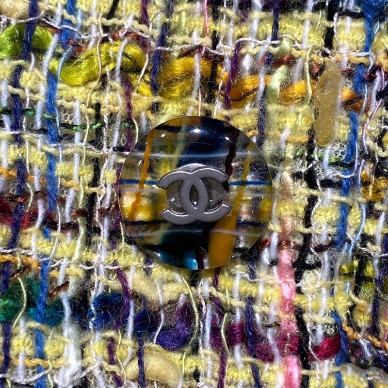 【CHANEL】シャネル ヴィンテージ 上下 セットアップ レディース マルチカラー ミックスツイードジャケット ココボタン パンツ