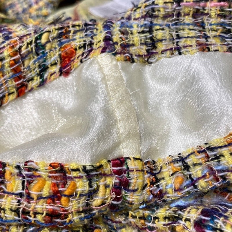 【CHANEL】シャネル ヴィンテージ 上下 セットアップ レディース マルチカラー ミックスツイードジャケット ココボタン パンツ