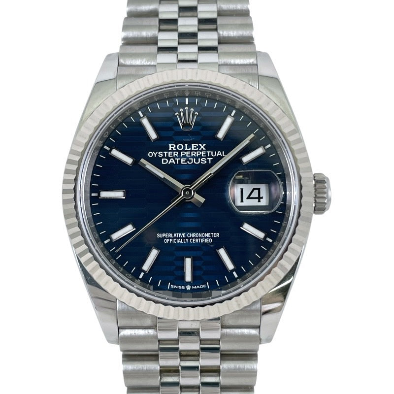【ROLEX】ロレックス デイトジャスト36 126234 腕時計 SS/WG メンズ ランダム番 2021年ギャラ ブルーフルーテッド ジュビリーブレス