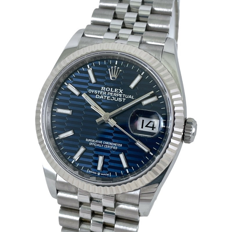 【ROLEX】ロレックス デイトジャスト36 126234 腕時計 SS/WG メンズ ランダム番 2021年ギャラ ブルーフルーテッド ジュビリーブレス