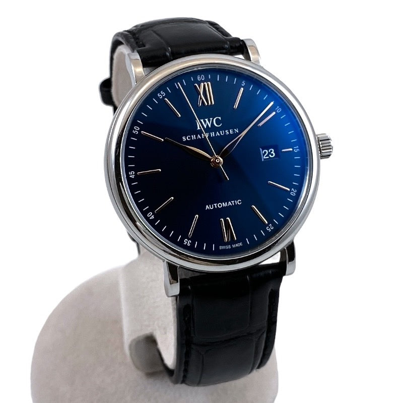 【IWC】インターナショナルウォッチカンパニー ポートフィノ オートマティック IW356523 腕時計 ステンレススチール メンズ レザー 青文字盤 ブルー