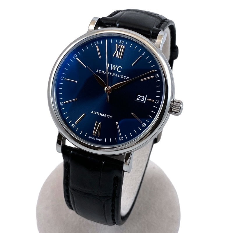 【IWC】インターナショナルウォッチカンパニー ポートフィノ オートマティック IW356523 腕時計 ステンレススチール メンズ レザー 青文字盤 ブルー