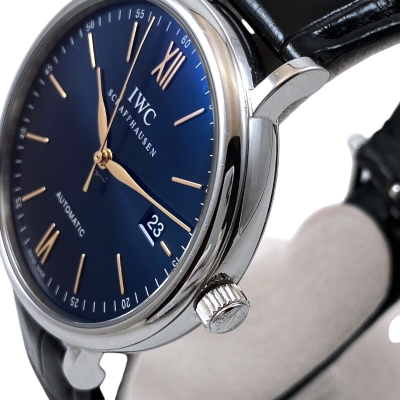 【IWC】インターナショナルウォッチカンパニー ポートフィノ オートマティック IW356523 腕時計 ステンレススチール メンズ レザー 青文字盤 ブルー