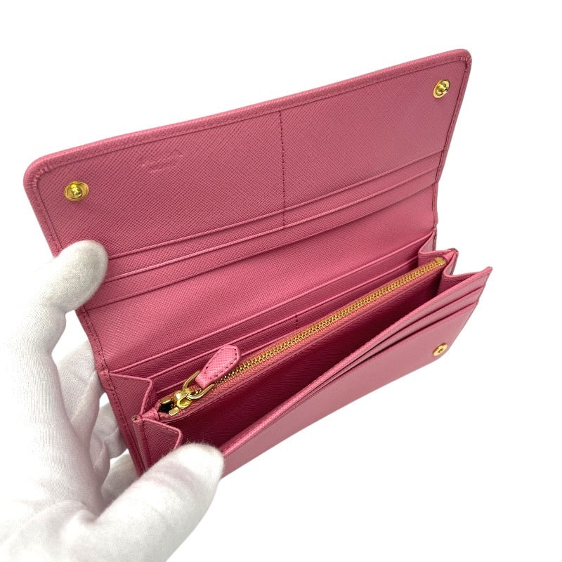 【PRADA】プラダ 1M1132 長財布 レザー レディース ピンク サフィアーノ ホック 未使用品