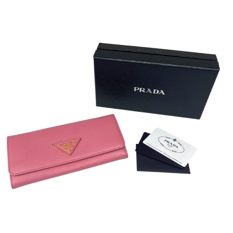 【PRADA】プラダ 1M1132 長財布 レザー レディース ピンク サフィアーノ ホック 未使用品