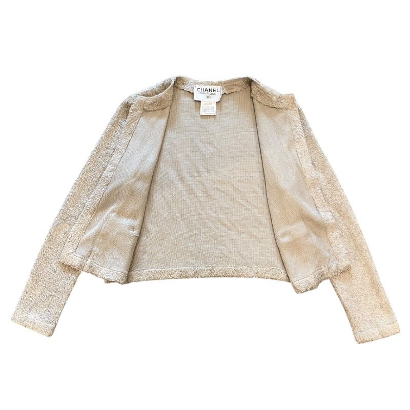 【CHANEL】シャネル ショート丈ジャケット カーディガン シルク レディース シルクテリークロス CCボタン