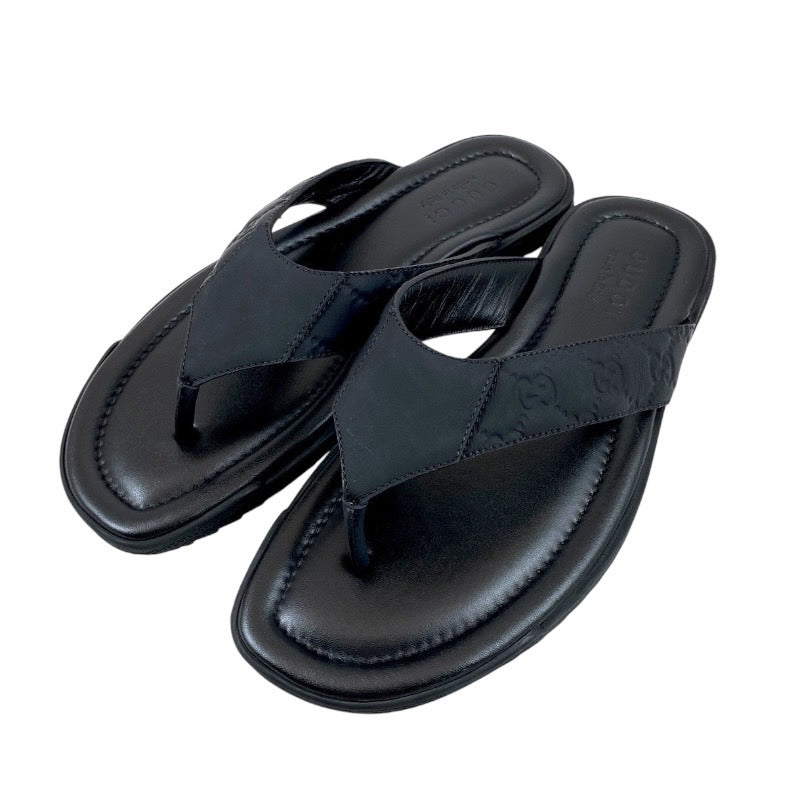 【GUCCI】グッチ 353765 サンダル レザー メンズ 黒 27.5cm ブラック