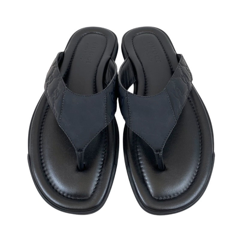 【GUCCI】グッチ 353765 サンダル レザー メンズ 黒 27.5cm ブラック