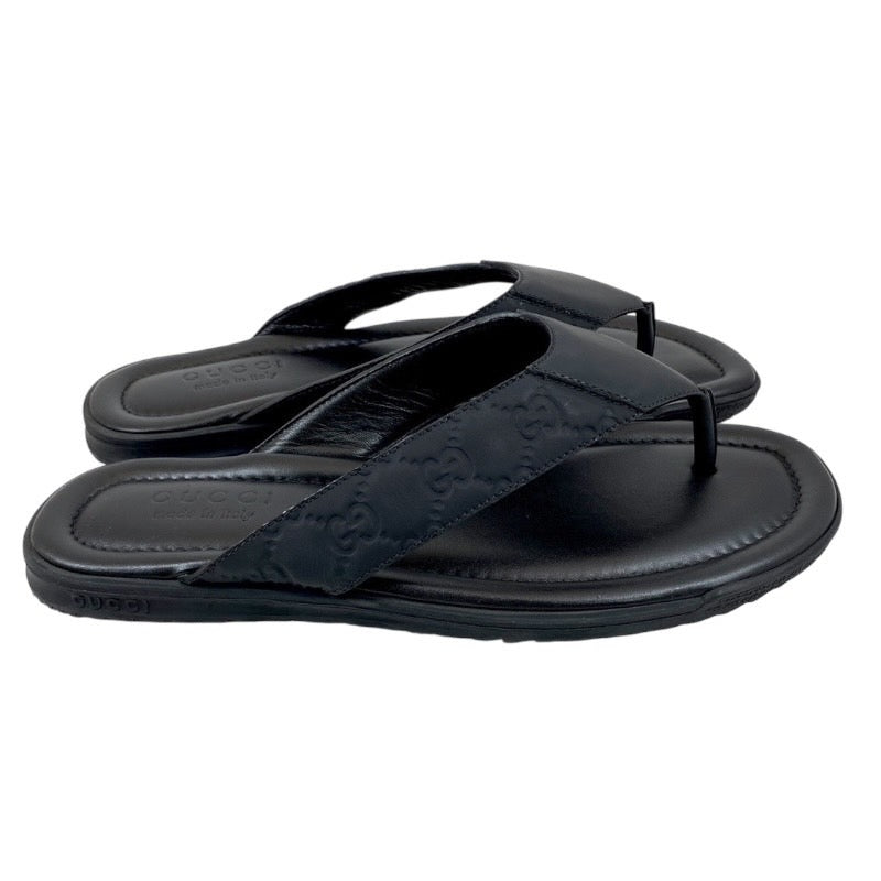 【GUCCI】グッチ 353765 サンダル レザー メンズ 黒 27.5cm ブラック