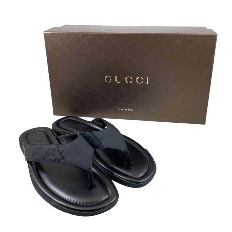 【GUCCI】グッチ 353765 サンダル レザー メンズ 黒 27.5cm ブラック