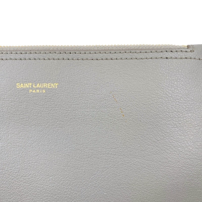 【SAINT LAURENT】サンローラン サック ショッピングバッグ 467946 トートバッグ レザー レディース グレー 本革 ポーチ付き メンズ ユニセックス