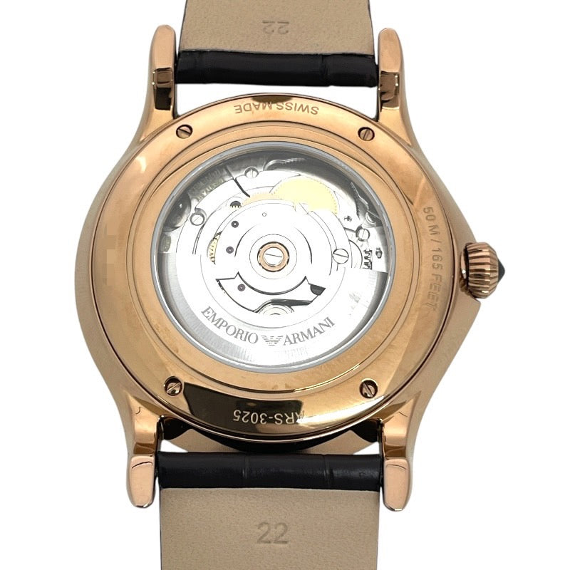 【未使用品】【Emporio Armani】エンポリオ・アルマーニ ARS3025 腕時計 SS/レザー メンズ 未使用品 自動巻き ブラウン文字盤 オートマティック
