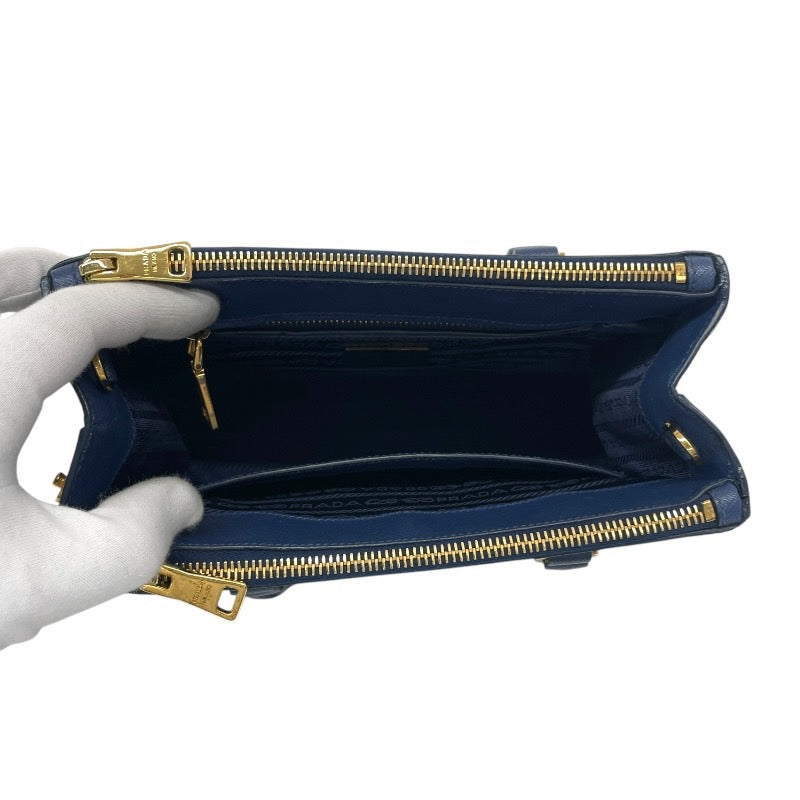 【PRADA】プラダ ガレリア 2WAY 1BA896 ハンドバッグ レザー レディース ショルダー サフィアーノ ブルー 青