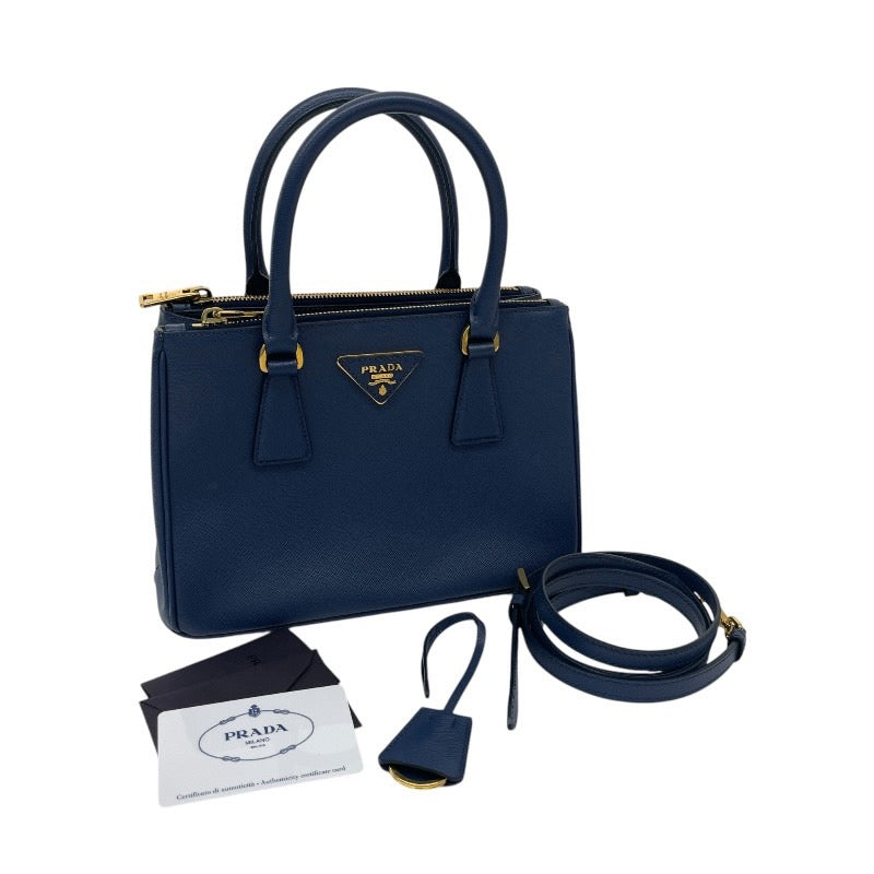 【PRADA】プラダ ガレリア 2WAY 1BA896 ハンドバッグ レザー レディース ショルダー サフィアーノ ブルー 青