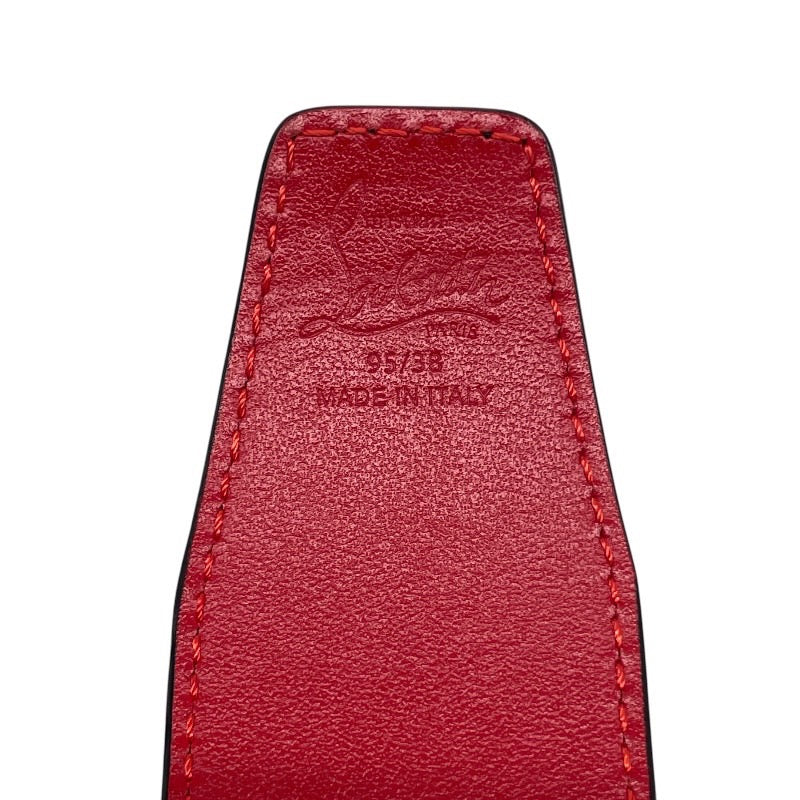 【Christian Louboutin】クリスチャンルブタン CL LOGO BELT 1205020 ベルト レザー メンズ ロゴ サイズ95 ブラック レッド