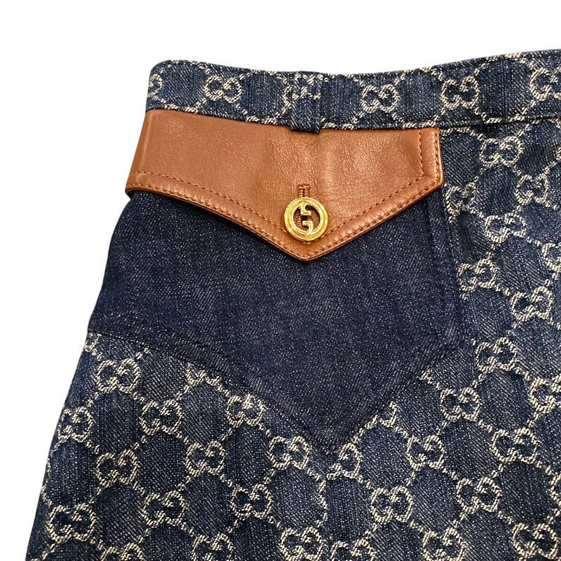 【GUCCI】グッチ ウォッシュド 651415 スカート コットン レディース GGデニム オーガニック インディゴブルー