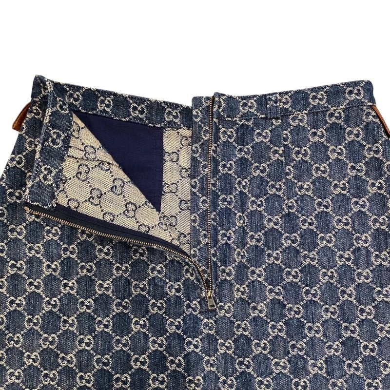 【GUCCI】グッチ ウォッシュド 651415 スカート コットン レディース GGデニム オーガニック インディゴブルー
