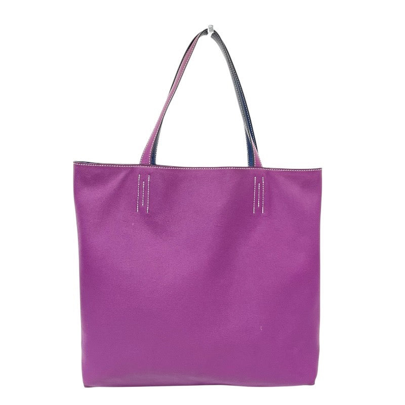 【HERMES】エルメス ドゥブルセンス トートバッグ レザー メンズ リバーシブル □R刻印 2014年製造 青 ブルー 紫 パープル