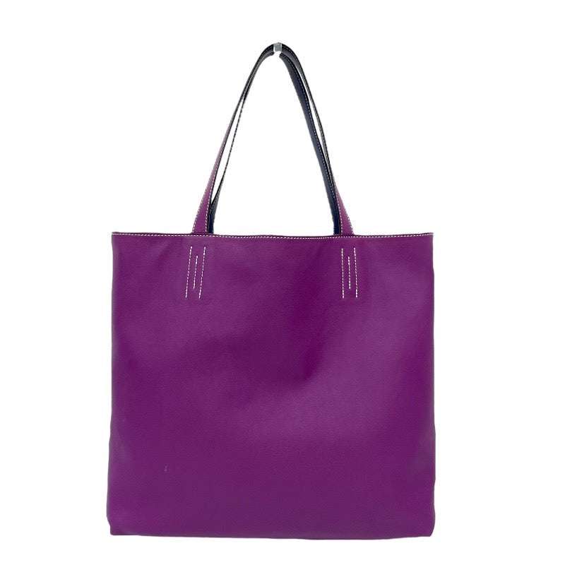 【HERMES】エルメス ドゥブルセンス トートバッグ レザー メンズ リバーシブル □R刻印 2014年製造 青 ブルー 紫 パープル