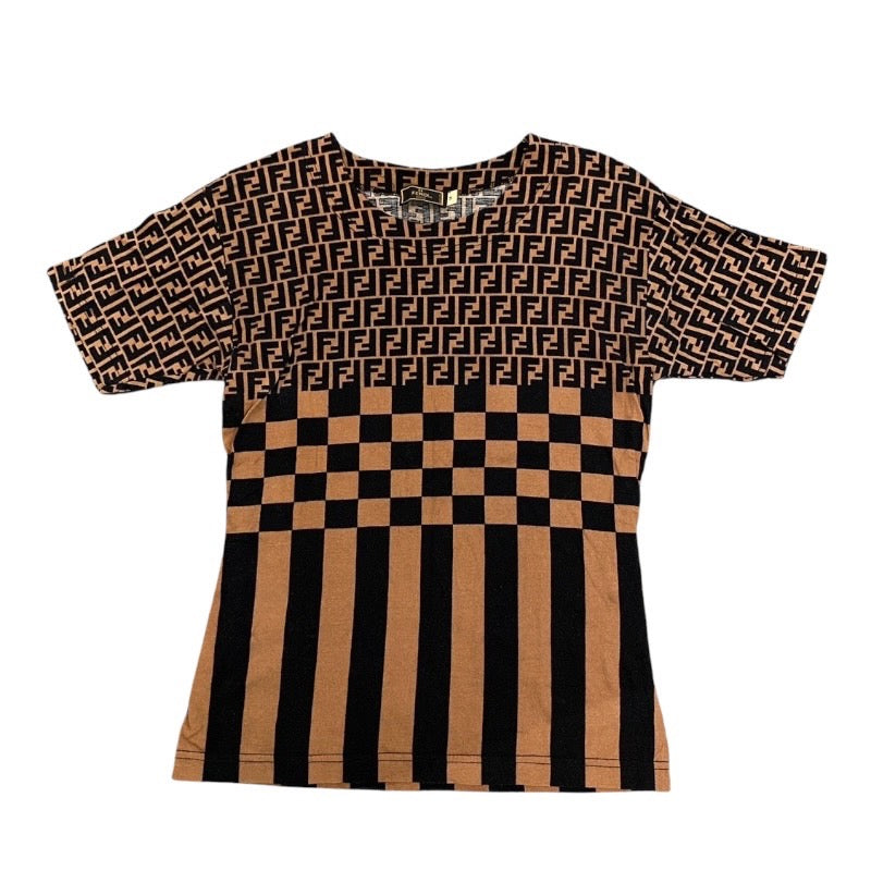 【FENDI】フェンディ 半袖Tシャツ コットン レディース ズッカ柄 ブラウン