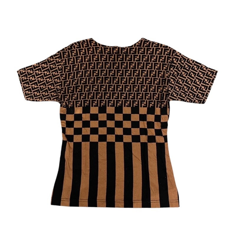 【FENDI】フェンディ 半袖Tシャツ コットン レディース ズッカ柄 ブラウン