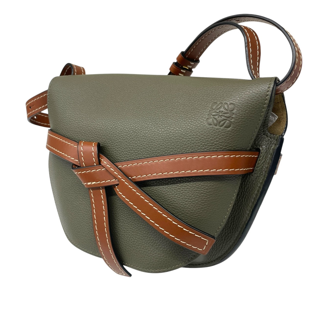 【LOEWE】ロエベ ゲート スモール 321.12.T20 ショルダーバッグ レザー レディース ポシェット カーキ