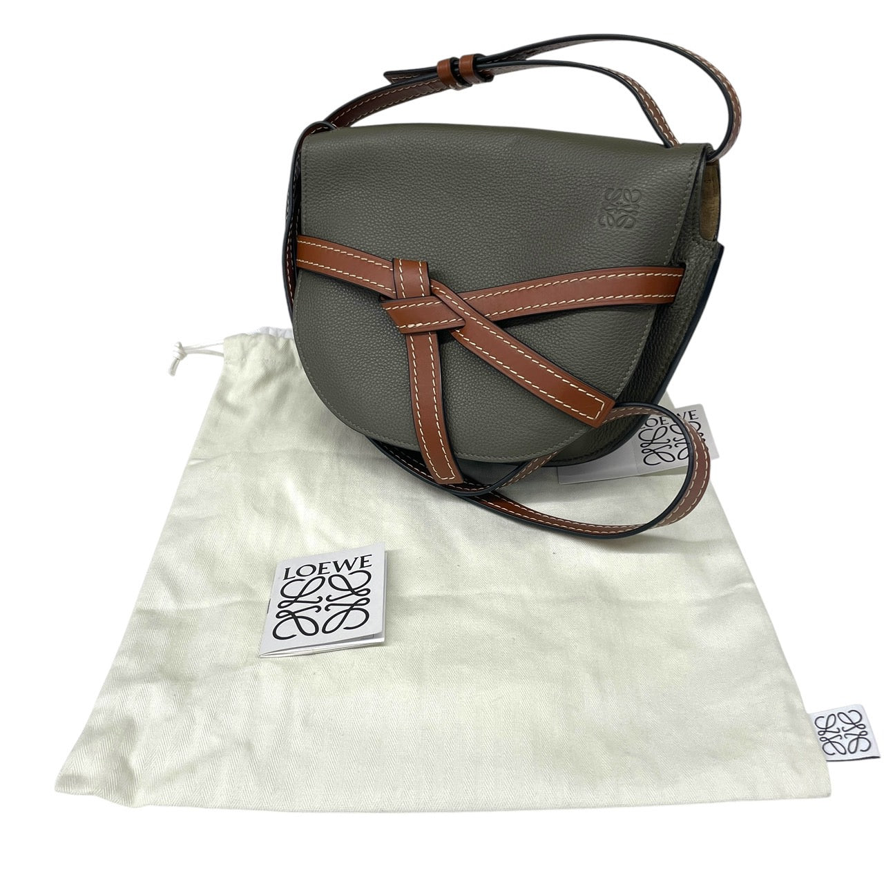【LOEWE】ロエベ ゲート スモール 321.12.T20 ショルダーバッグ レザー レディース ポシェット カーキ