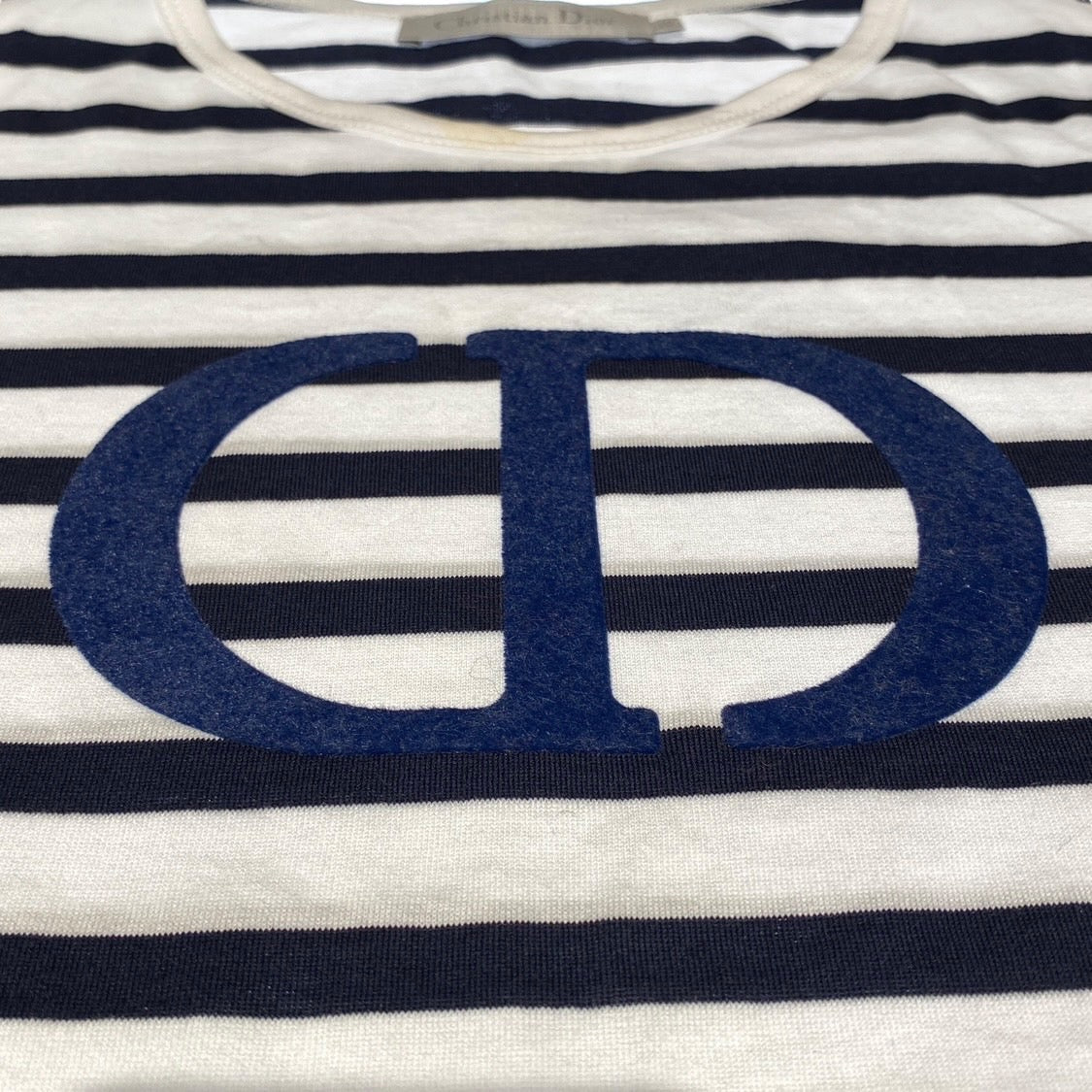【Christian Dior】クリスチャンディオール ボーダーTシャツ 0WBM13TEEA 長袖Tシャツ コットン キッズ サイズ10 白 黒 ネイビー キッズ 子供