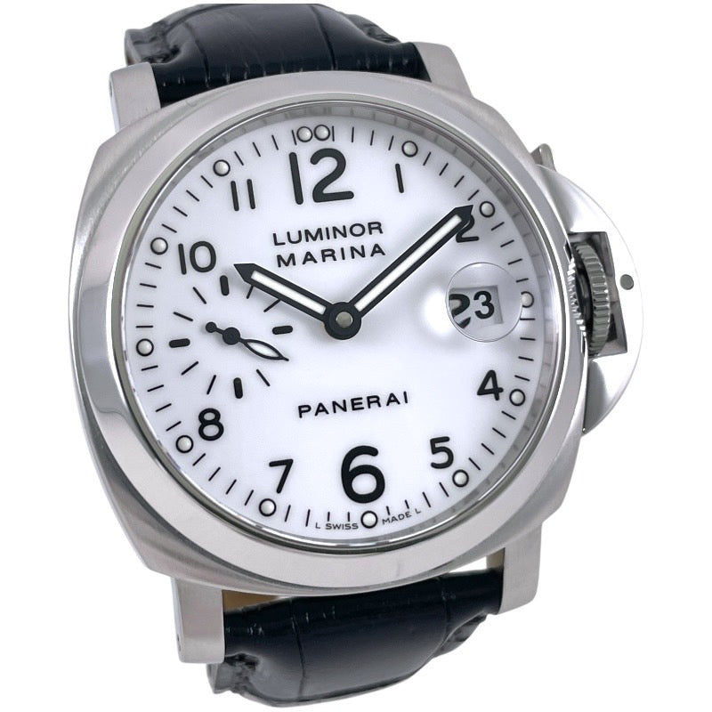 【PANERAI】パネライ ルミノールマリーナ 40mm PAM00049 腕時計 SS/レザー メンズ 自動巻き 白文字盤 G番