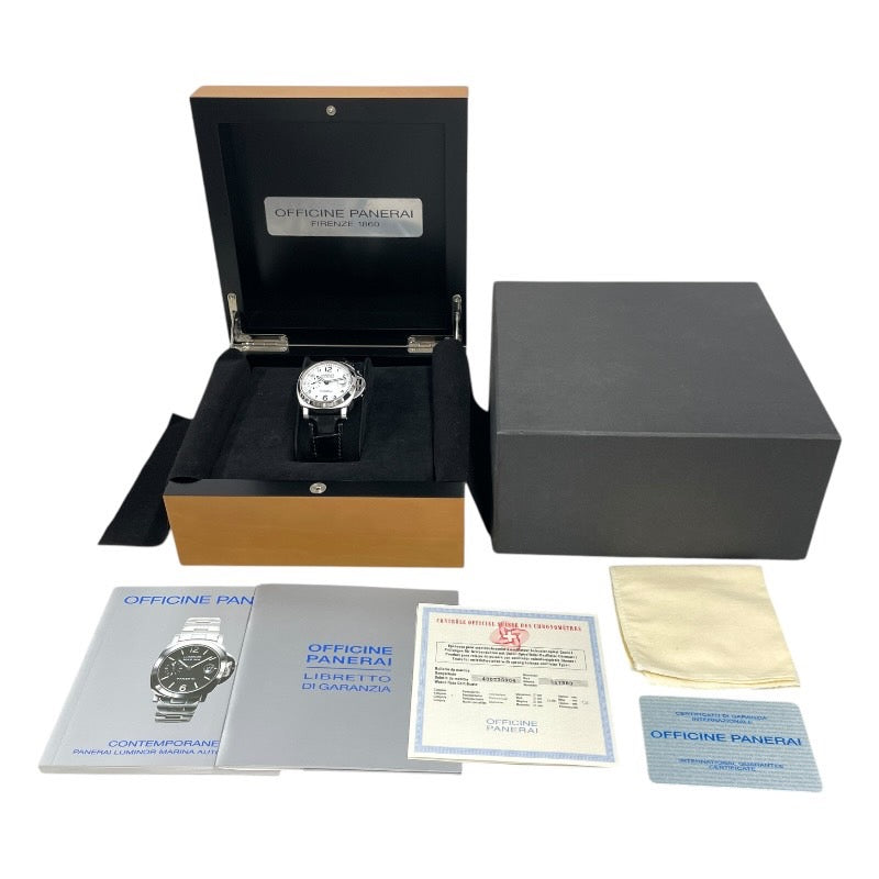 【PANERAI】パネライ ルミノールマリーナ 40mm PAM00049 腕時計 SS/レザー メンズ 自動巻き 白文字盤 G番