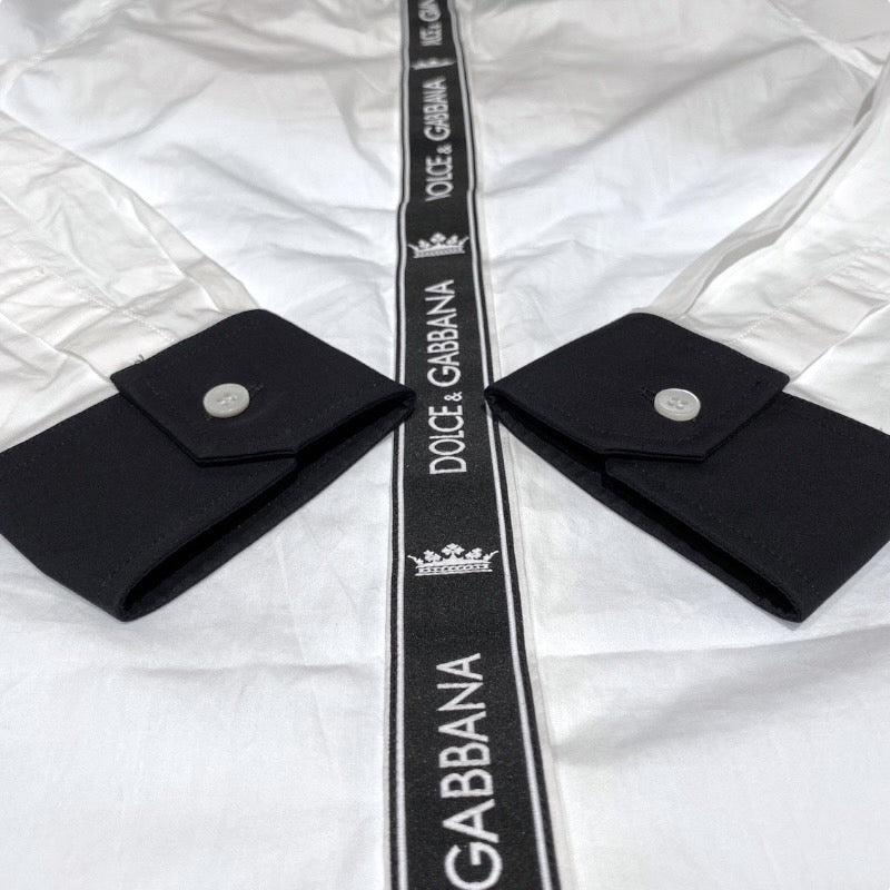 【DOLCE&GABBANA】ドルチェアンドガッバーナ L42S98/G7SVC 長袖シャツ コットン キッズ ボタンシャツ 白 黒 サイズ9/10 キッズ 子供