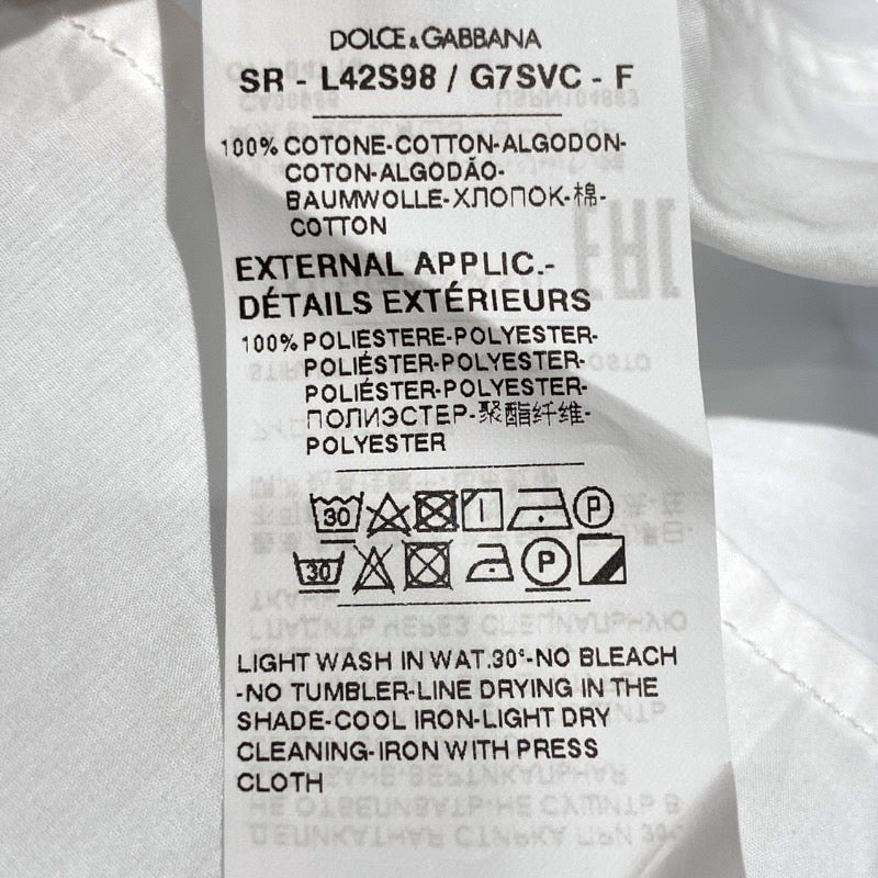 【DOLCE&GABBANA】ドルチェアンドガッバーナ L42S98/G7SVC 長袖シャツ コットン キッズ ボタンシャツ 白 黒 サイズ9/10 キッズ 子供