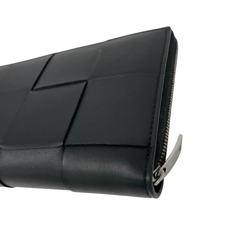 【BOTTEGAVENETA】ボッテガヴェネタ マキシ イントレチャート カセット 651368 長財布 レザー メンズ 黒 ブラック ラウンドファスナー ジップアラウンド