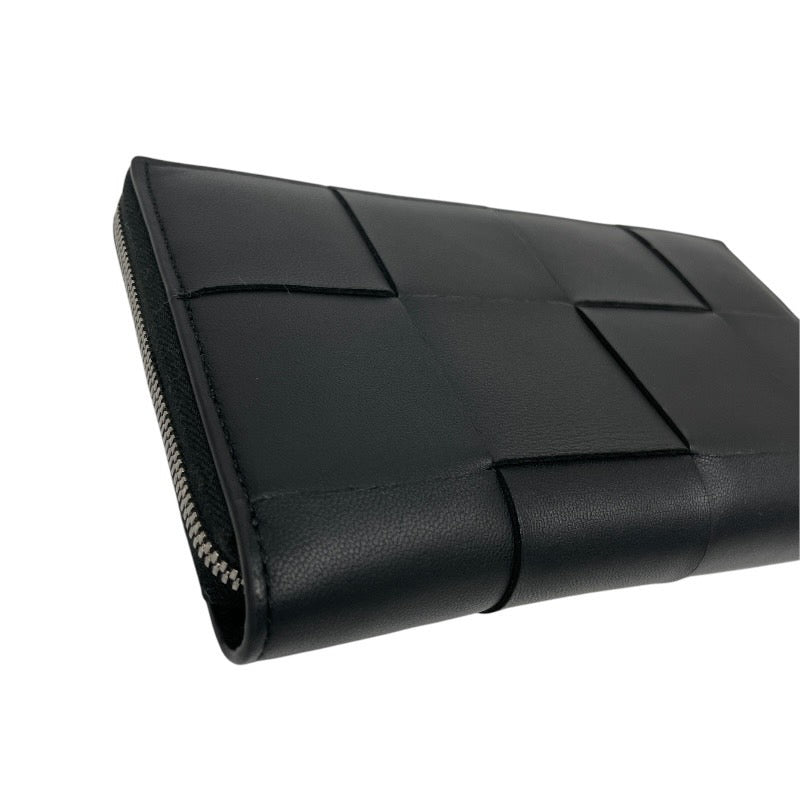 【BOTTEGAVENETA】ボッテガヴェネタ マキシ イントレチャート カセット 651368 長財布 レザー メンズ 黒 ブラック ラウンドファスナー ジップアラウンド