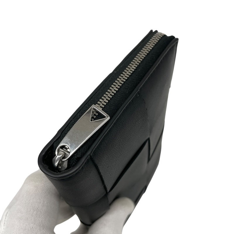 【BOTTEGAVENETA】ボッテガヴェネタ マキシ イントレチャート カセット 651368 長財布 レザー メンズ 黒 ブラック ラウンドファスナー ジップアラウンド