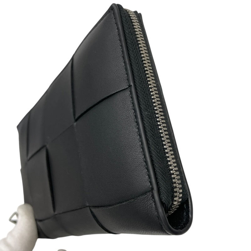 【BOTTEGAVENETA】ボッテガヴェネタ マキシ イントレチャート カセット 651368 長財布 レザー メンズ 黒 ブラック ラウンドファスナー ジップアラウンド