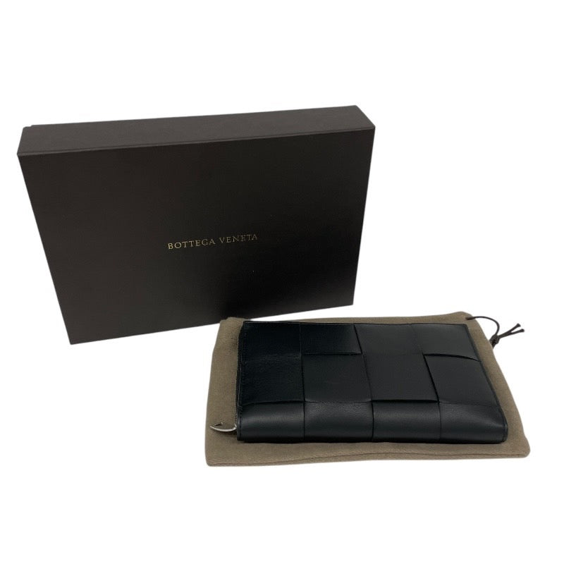 【BOTTEGAVENETA】ボッテガヴェネタ マキシ イントレチャート カセット 651368 長財布 レザー メンズ 黒 ブラック ラウンドファスナー ジップアラウンド
