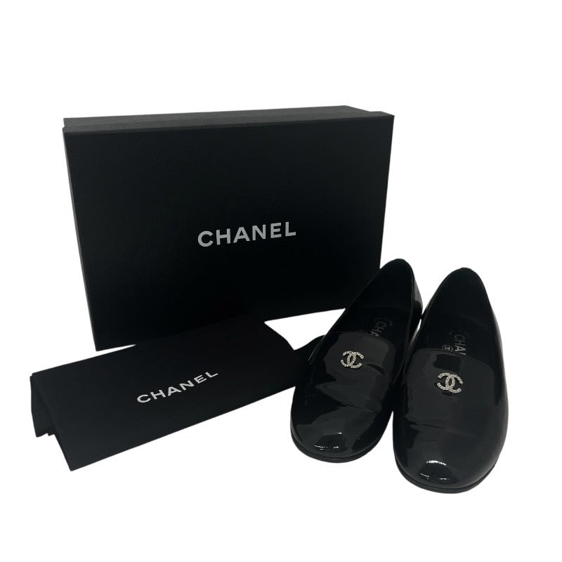 【CHANEL】シャネル フラットシューズ オペラ G30757 バレエシューズ パテントレザー レディース エナメル 黒 ブラック サイズ37C