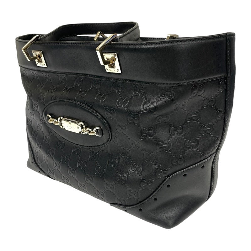 【GUCCI】グッチ ホースビット 145993 トートバッグ レザー レディース 黒 ブラック グッチシマ ハンド